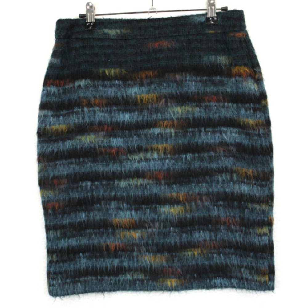 Maeve Anthropologie Women‎ 6 Wool Blend Fuzzy Textured Skirt Teal Black USA